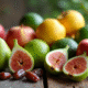 Assortiment de fruits Fletter sur table en lumière naturelle