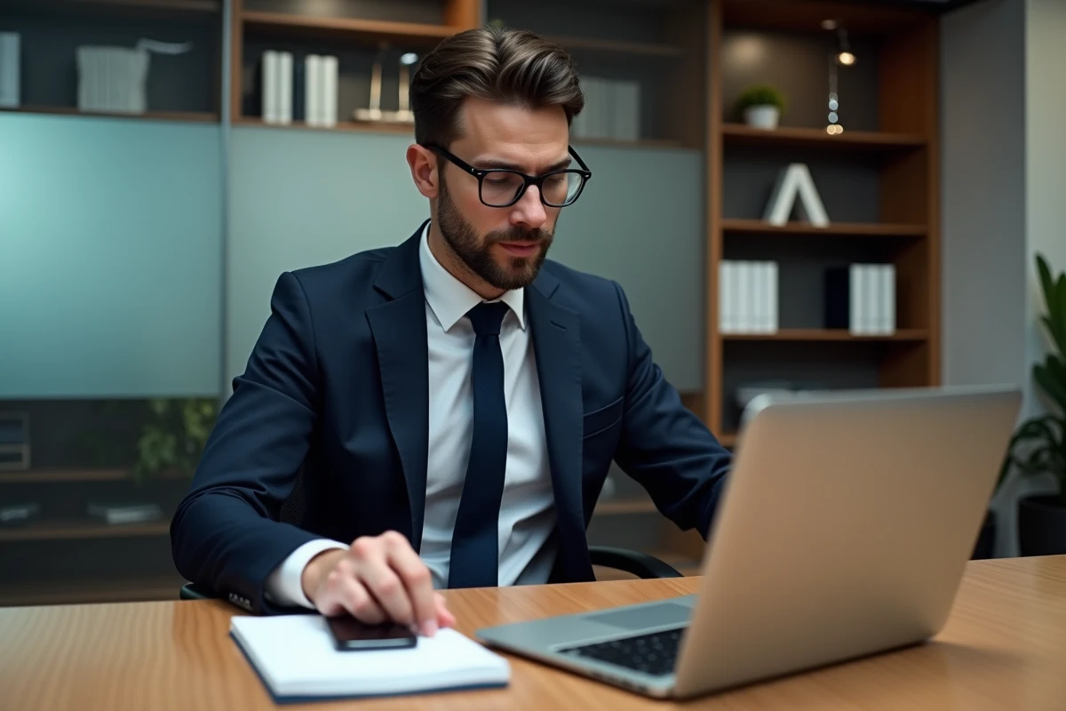 Avocat en costume dans un bureau moderne et organisé