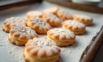 Biscuits ladyfinger saupoudres de sucre glace vue du dessus