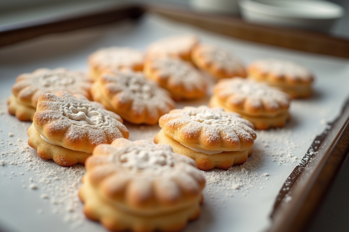 Biscuits ladyfinger saupoudres de sucre glace vue du dessus