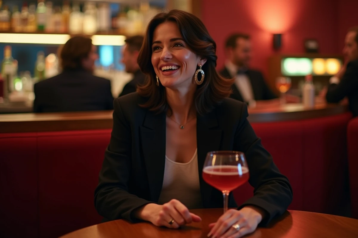 Femme élégante dans un nightclub de Lille en train de rire