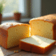 Part de gâteau éponge dorée et moelleuse sur table en bois