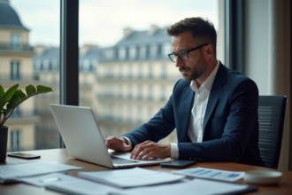 Gestionnaire financier en bureau parisien moderne