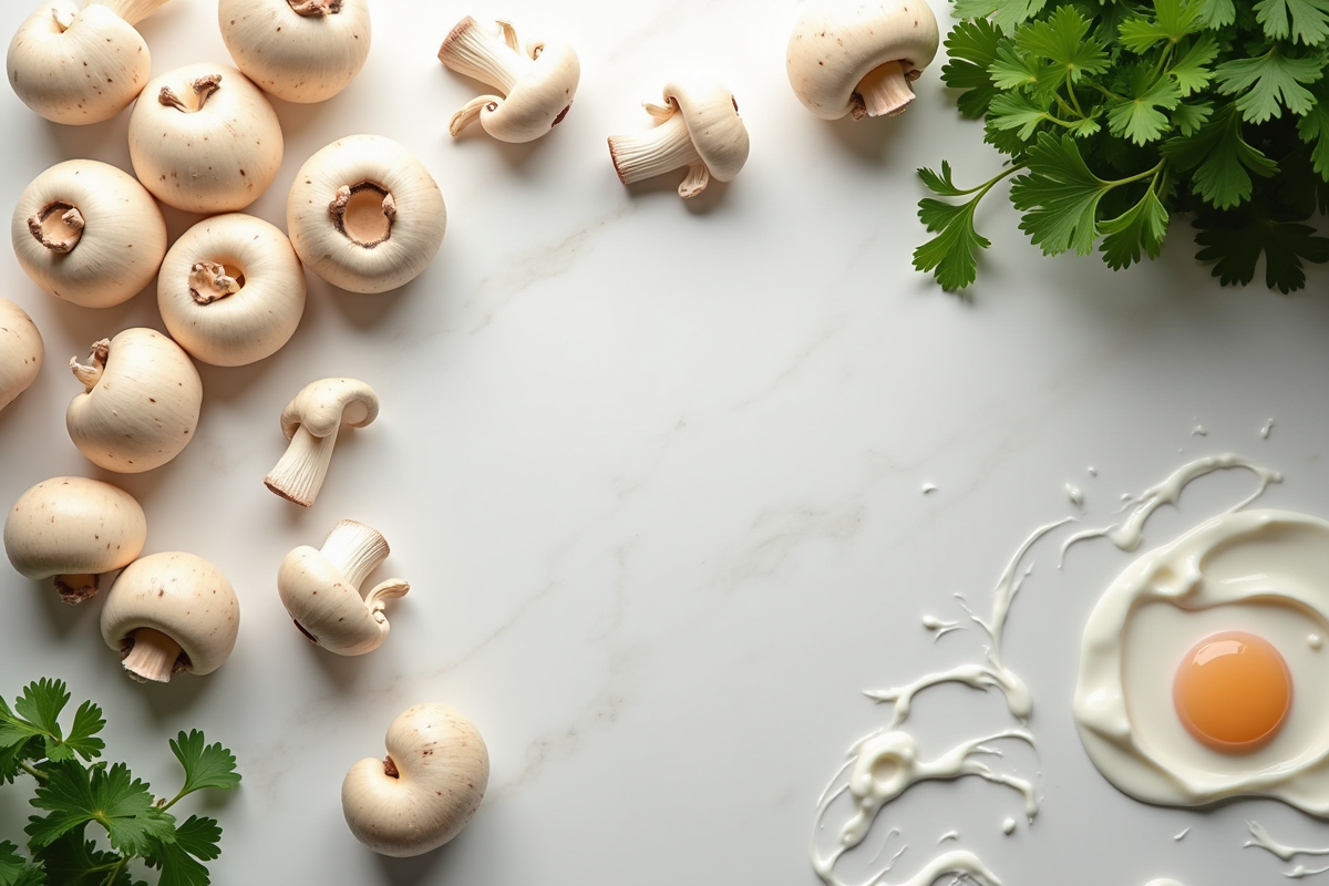 Girolles crues avec œufs crème et persil frais