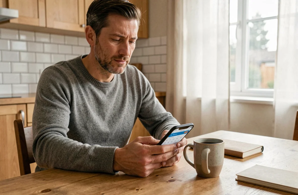 Homme utilisant une application en ligne pour calculer un nombre de jours depuis une date précise en 2026