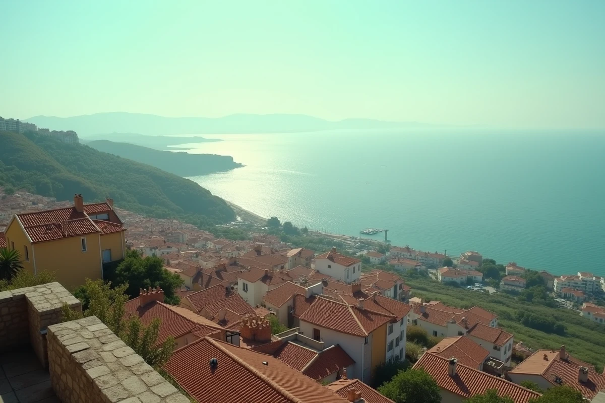 Vue panoramique du mont Saint-Clair à Sète avec toits en tuiles et lagune de Thau, paysage emblématique de la série Demain nous appartient
