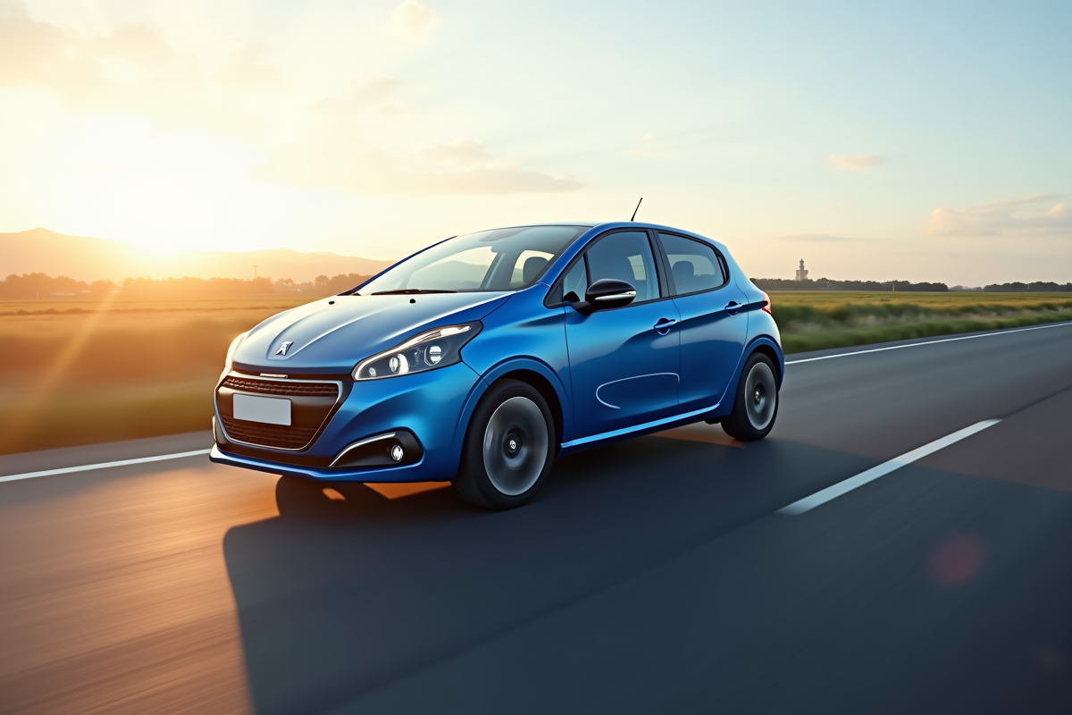 Peugeot 208 électrique roulant sur l
