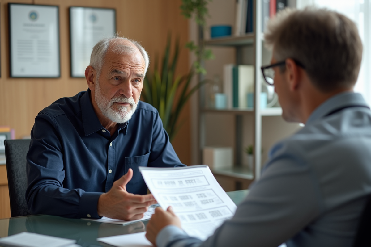 Psychologue et homme analysant des résultats de test de QI