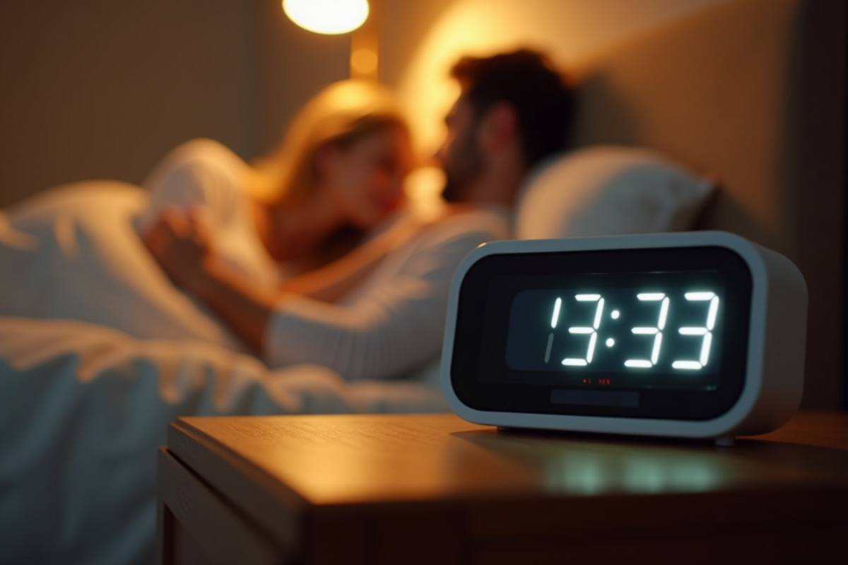 Réveil numérique affichant 3h33 dans la chambre