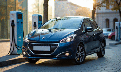 Peugeot 208 électrique stationnée en ville lors du jour