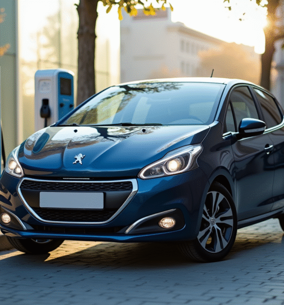 Peugeot 208 électrique stationnée en ville lors du jour